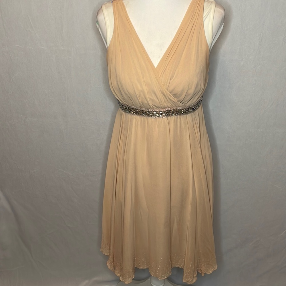 Grace Class Vintage Taupe Beaded MIDI Dress